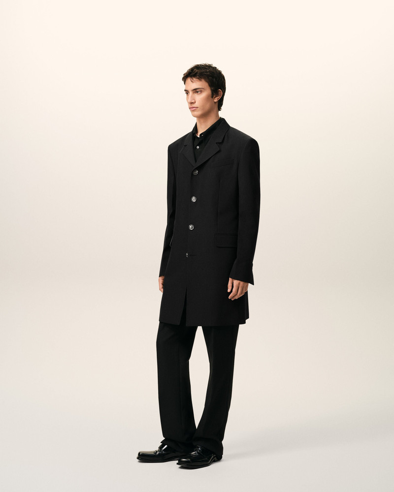 BLACK NEW WOOL STRAIGHT SIMPLE BREASTED COAT 6