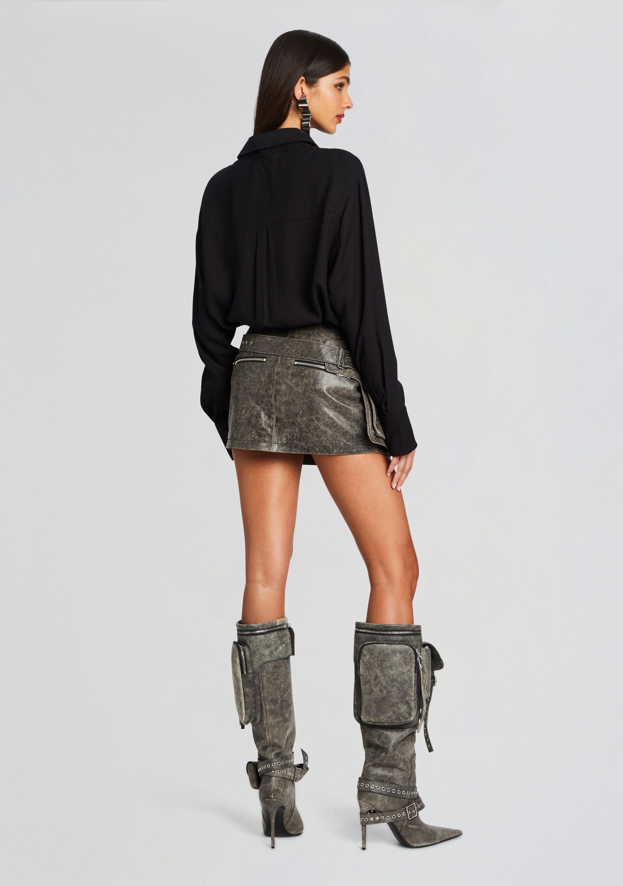 LANGELY LEATHER SKIRT - 4