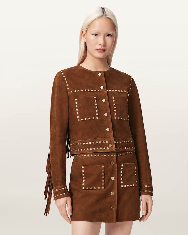 ALICE SUEDE STUDDED CROPPED TRUCKER JACKET 5