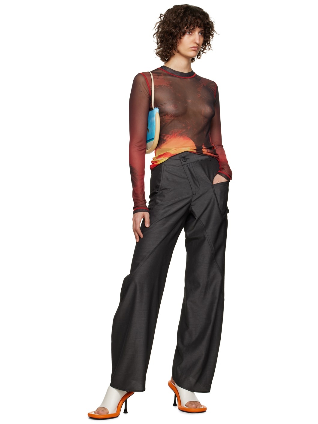 Black & Red Sunset Palm Long Sleeve T-Shirt - 4