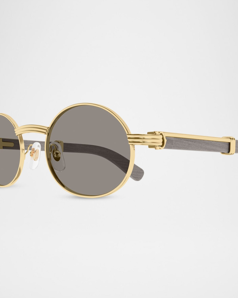 Men's CT0616S-002 Metal and Acacia Wood Round Sunglasses 3