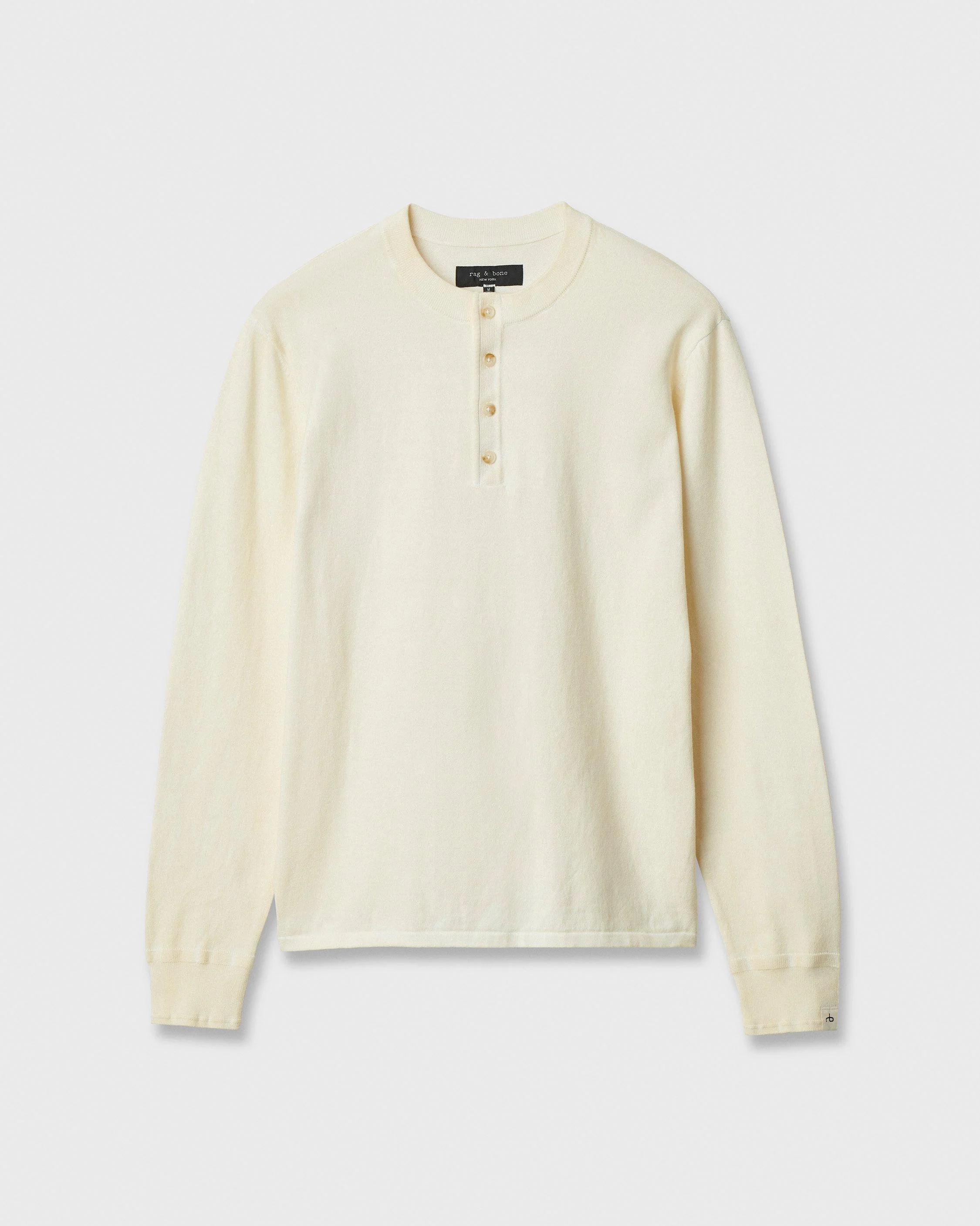 Washed Cotton Henley Sweater - 1