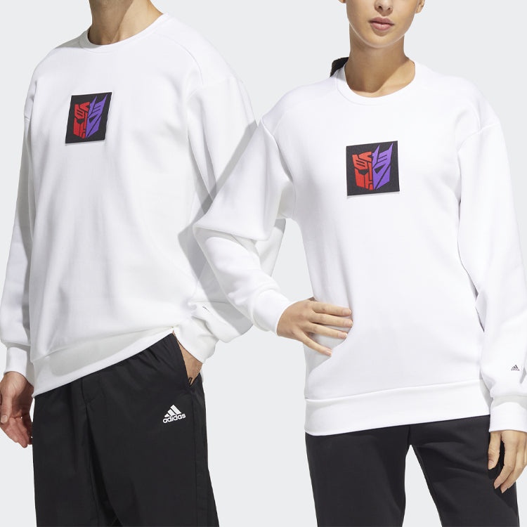 adidas x Transformers Crossover Limited Pattern Printing Round Neck Pullover Long Sleeves White HM74 - 5