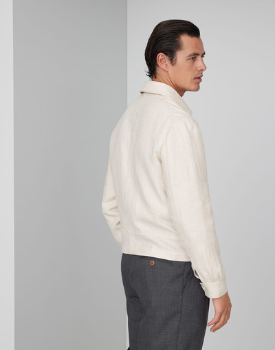 Brunello Cucinelli Linen, wool and silk diagonal outerwear jacket with chest pocket outlook