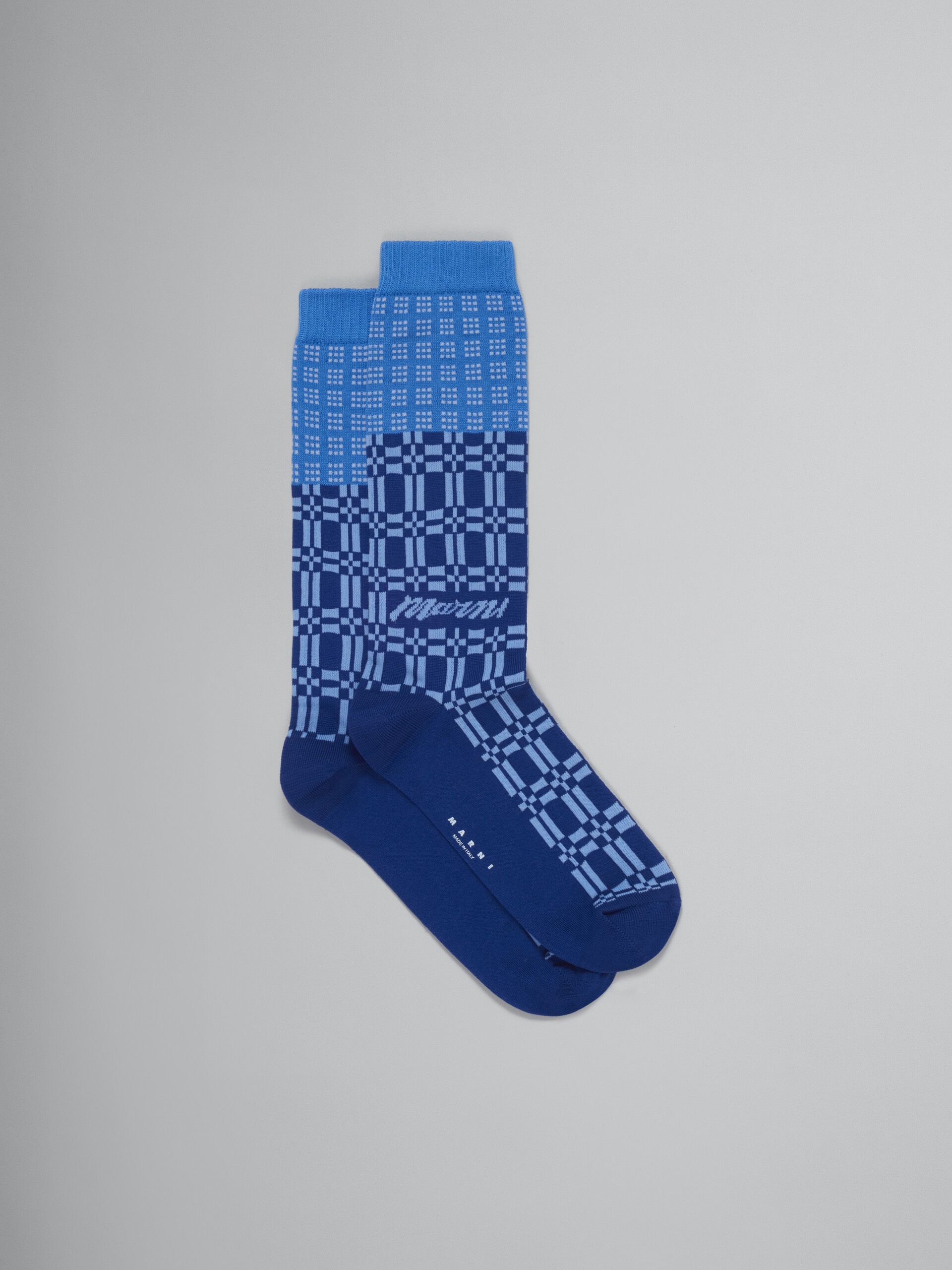 BLUE SOCKS WITH GEOMETRIC PATTERNS - 1