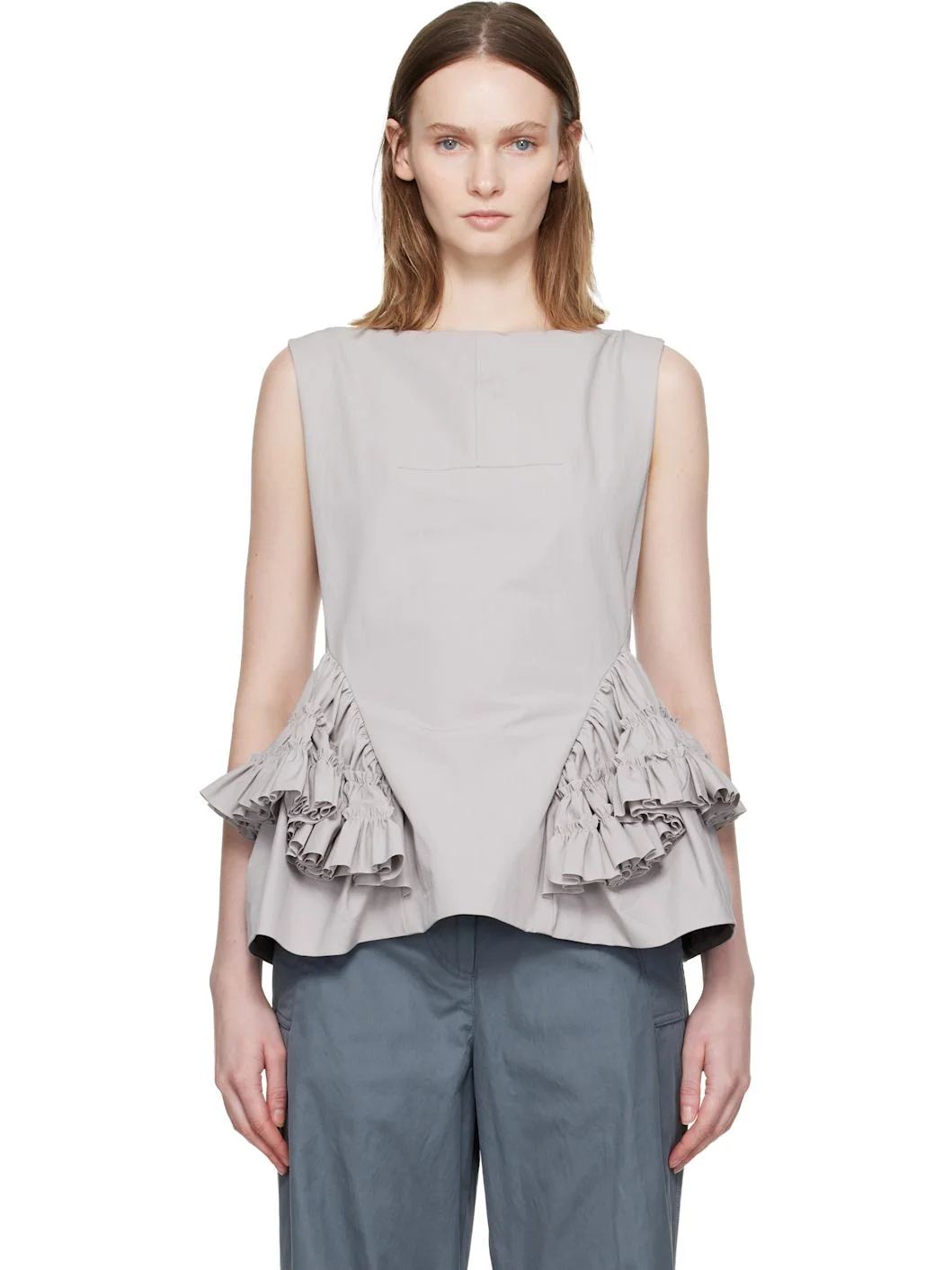 Gray Ruffled Top - 1