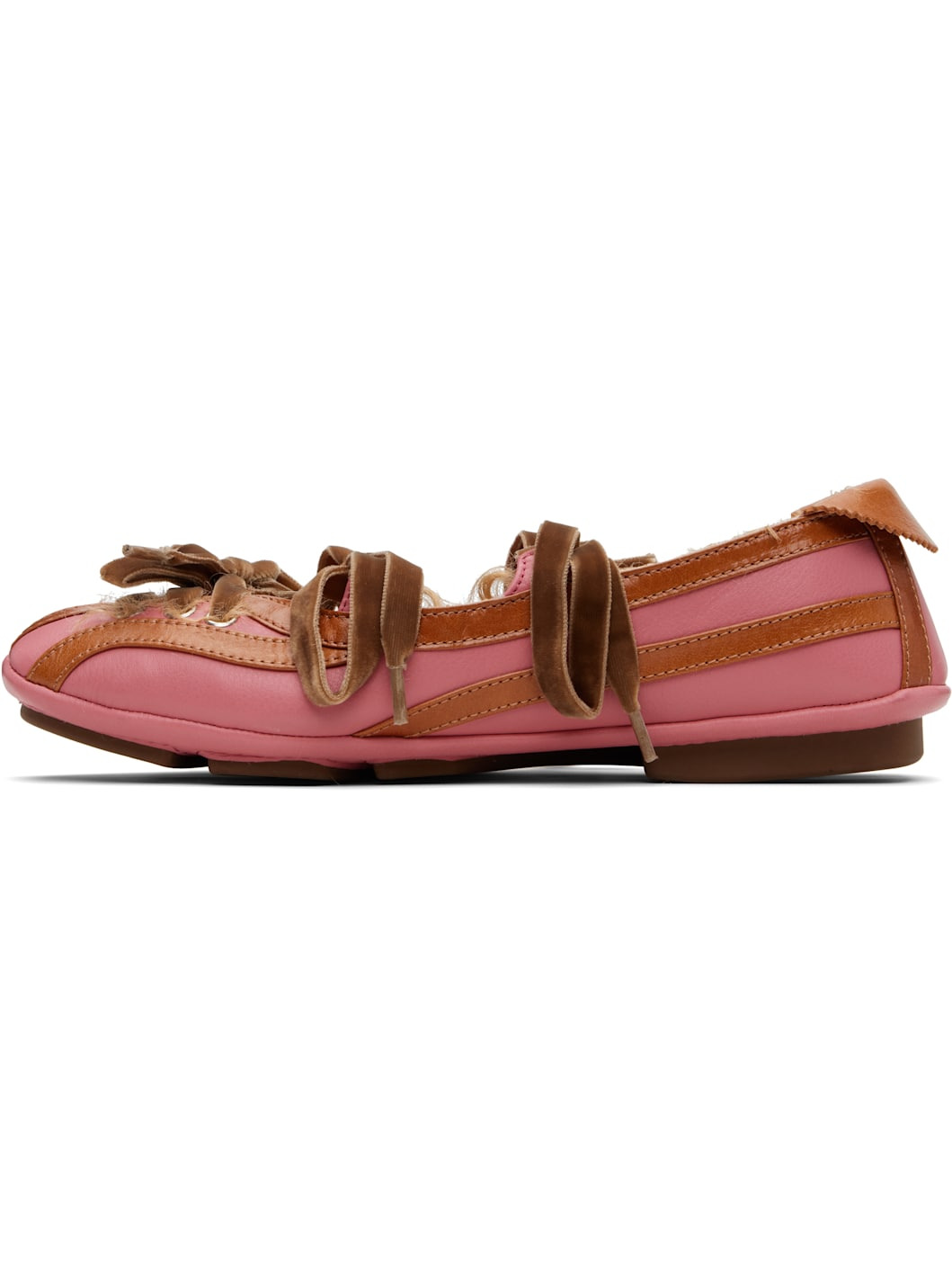 SSENSE Exclusive Pink & Brown Lella Hybrid Ballerina Flats - 3