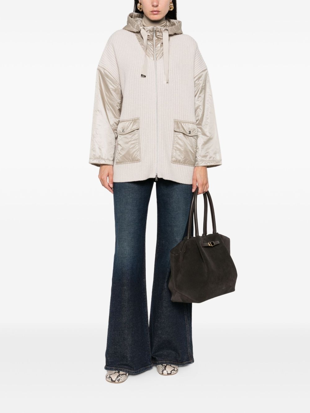 ribbed wool hooded jacket - 2