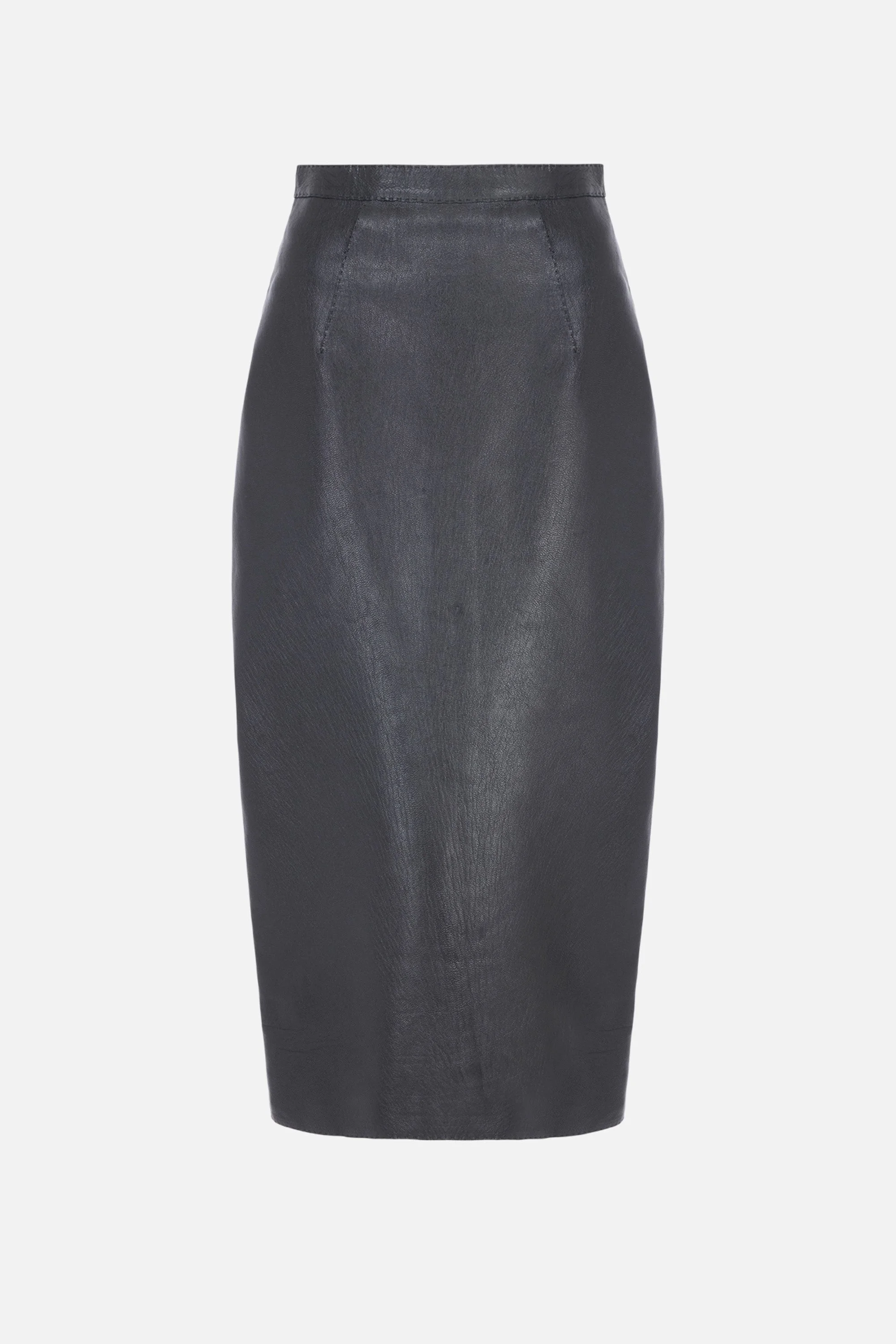 Mavis Skirt in Black Grain Leather - 1