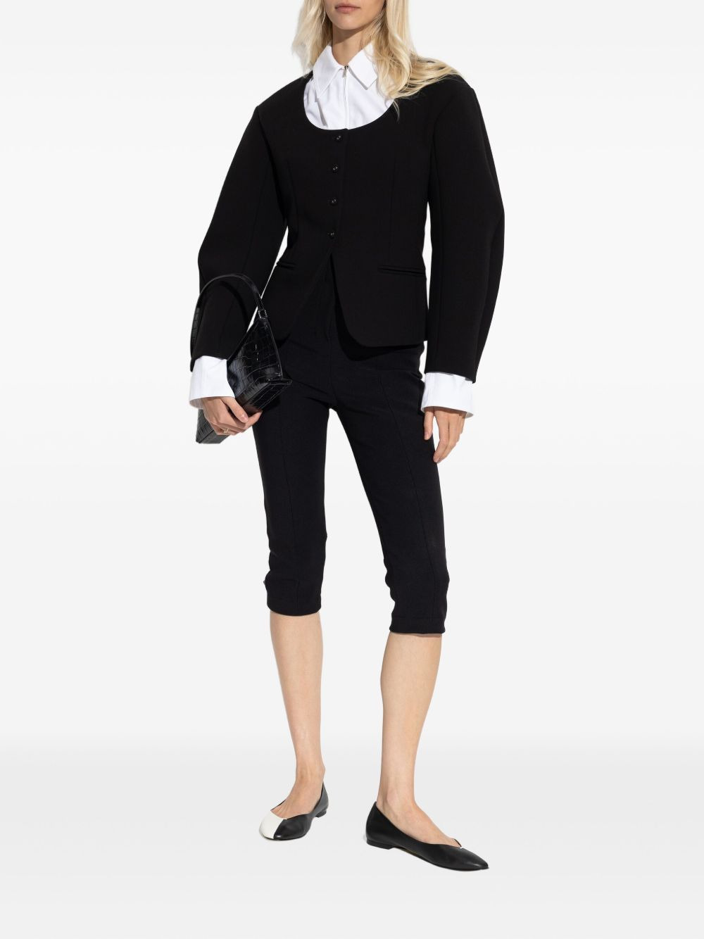 button-fastening balloon-sleeve jacket - 2