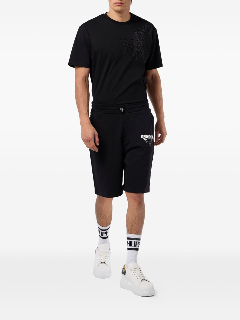 PHILIPP PLEIN logo fleece shorts outlook