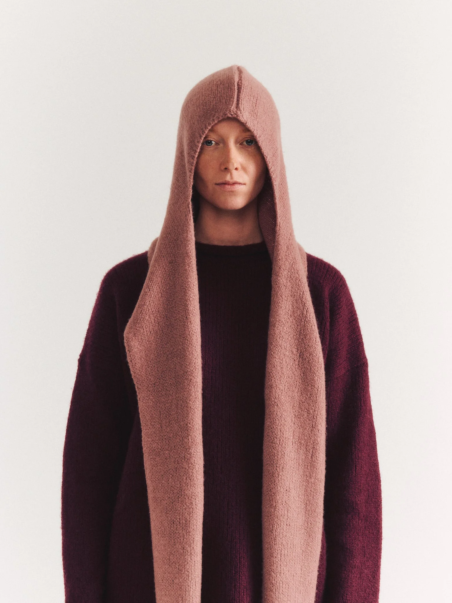 SOFTY HOODED SCARF - WO CASH - PINK - 1