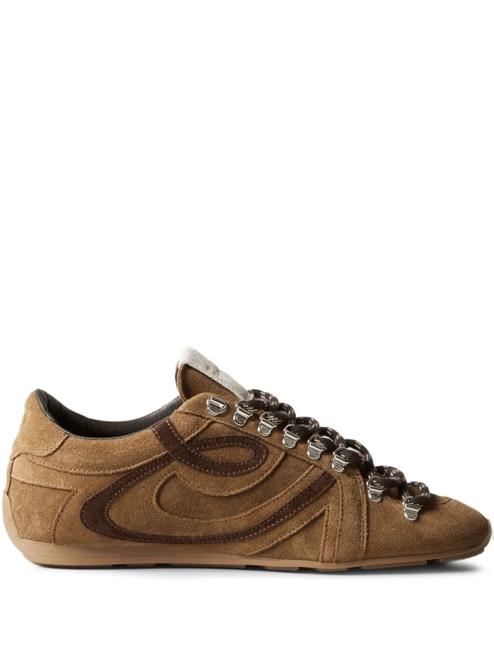 suede leather lace-up sneakers - 1