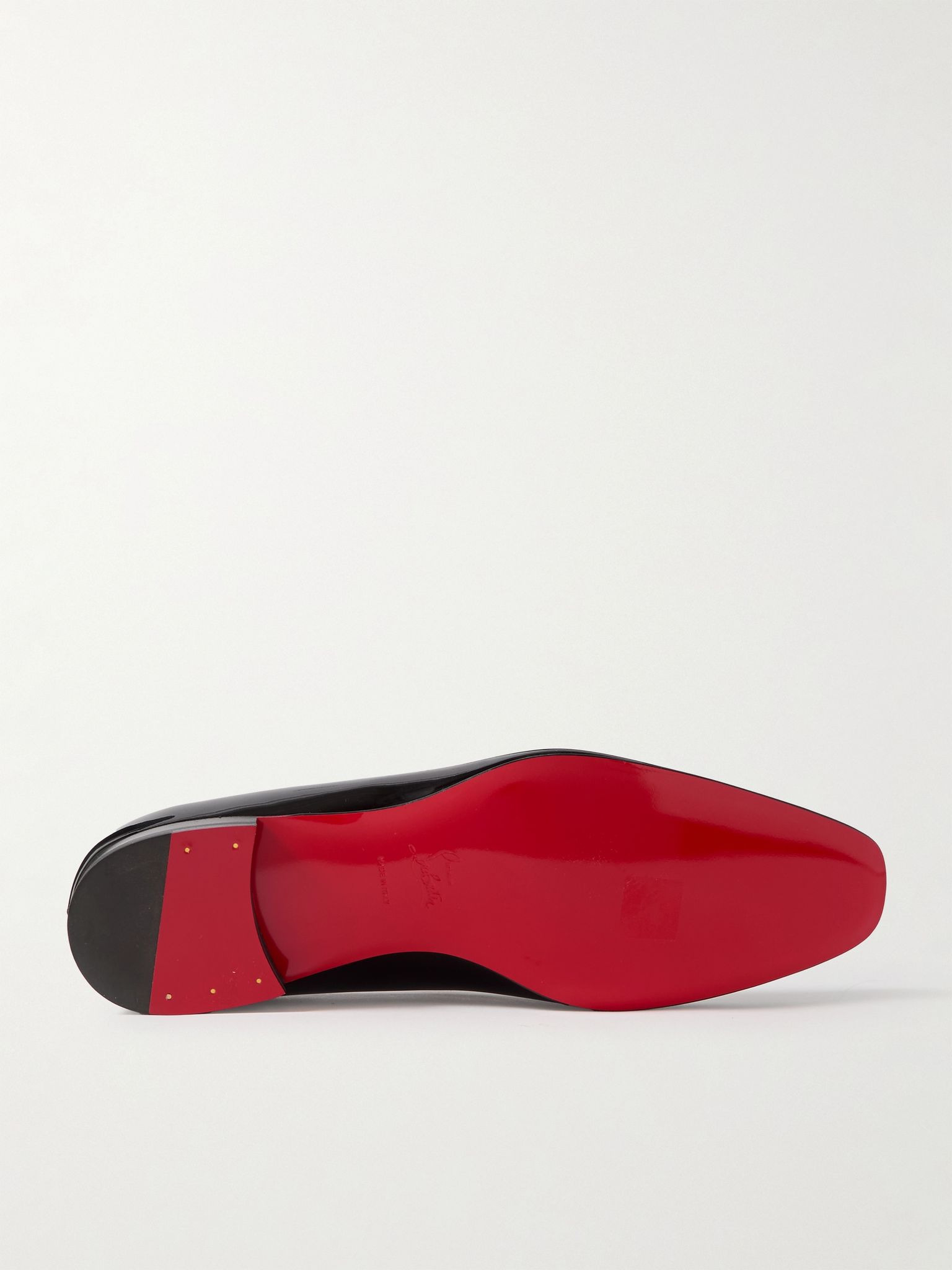 Dandelion Grosgrain-Trimmed Patent-Leather Loafers Black - 3