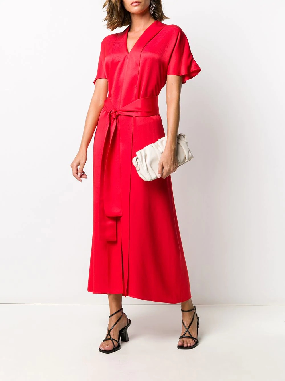 belted V-neck midi dress - 2