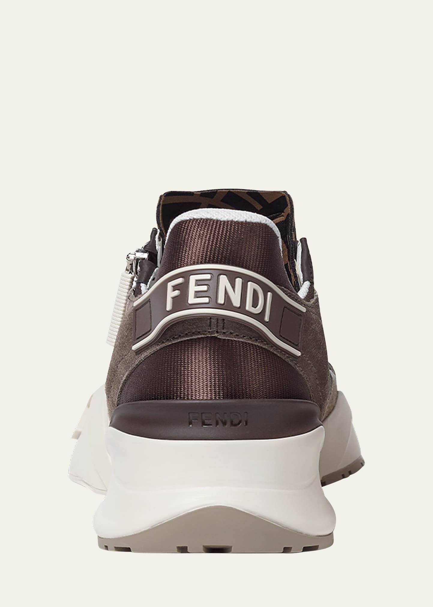Men's Fendi Flow Nubuck Leather Low-Top Sneakers - 4