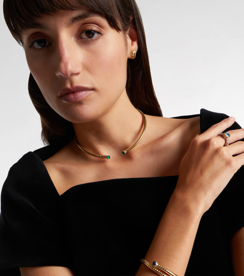 Marina B 18kt yellow gold necklace with emeralds and diamonds outlook