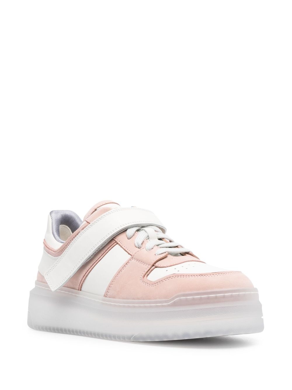 panelled leather sneakers - 2