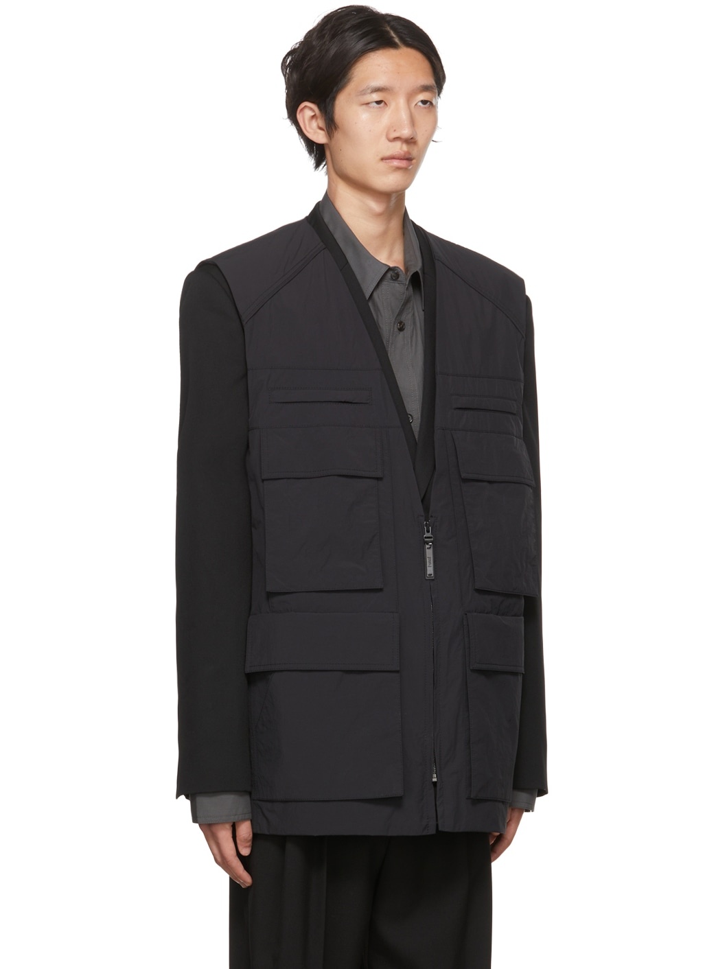 Black Layered Blazer - 2