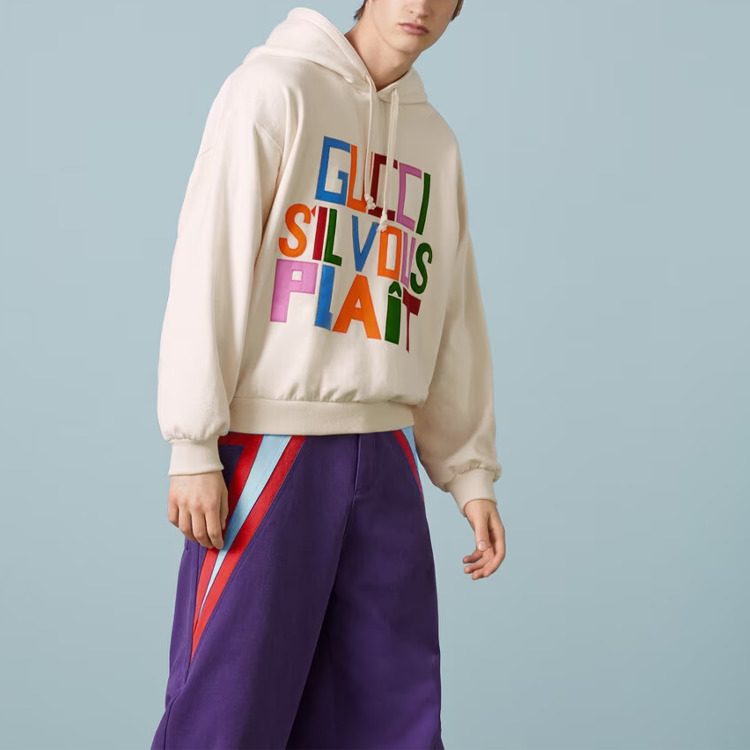 Gucci Felted cotton Hooded sweatshirt with patch 'Ivory' 721427-XJFFW-9162 - 3