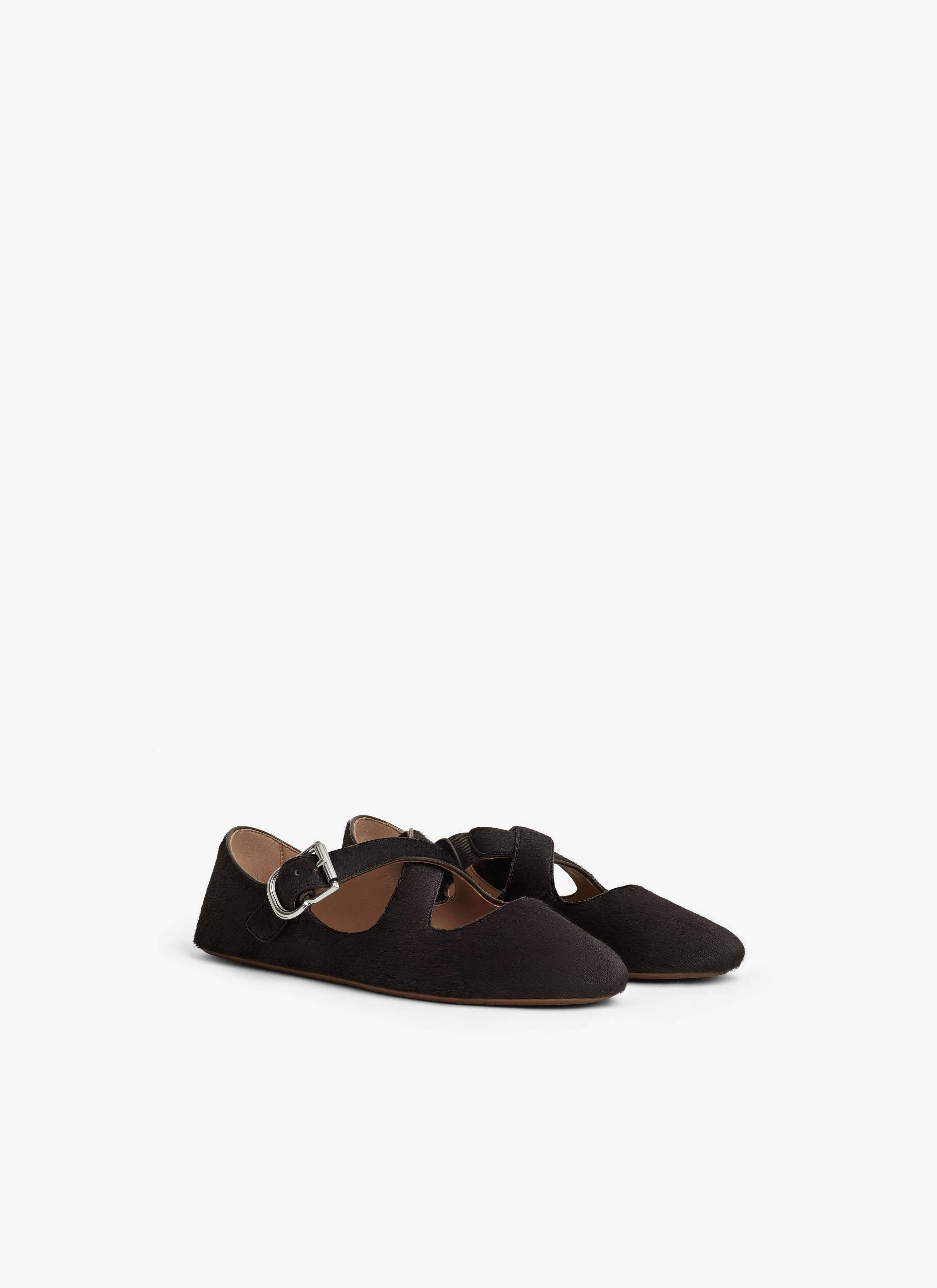 CRISS CROSS BALLET FLATS IN HAIRCALF - 3