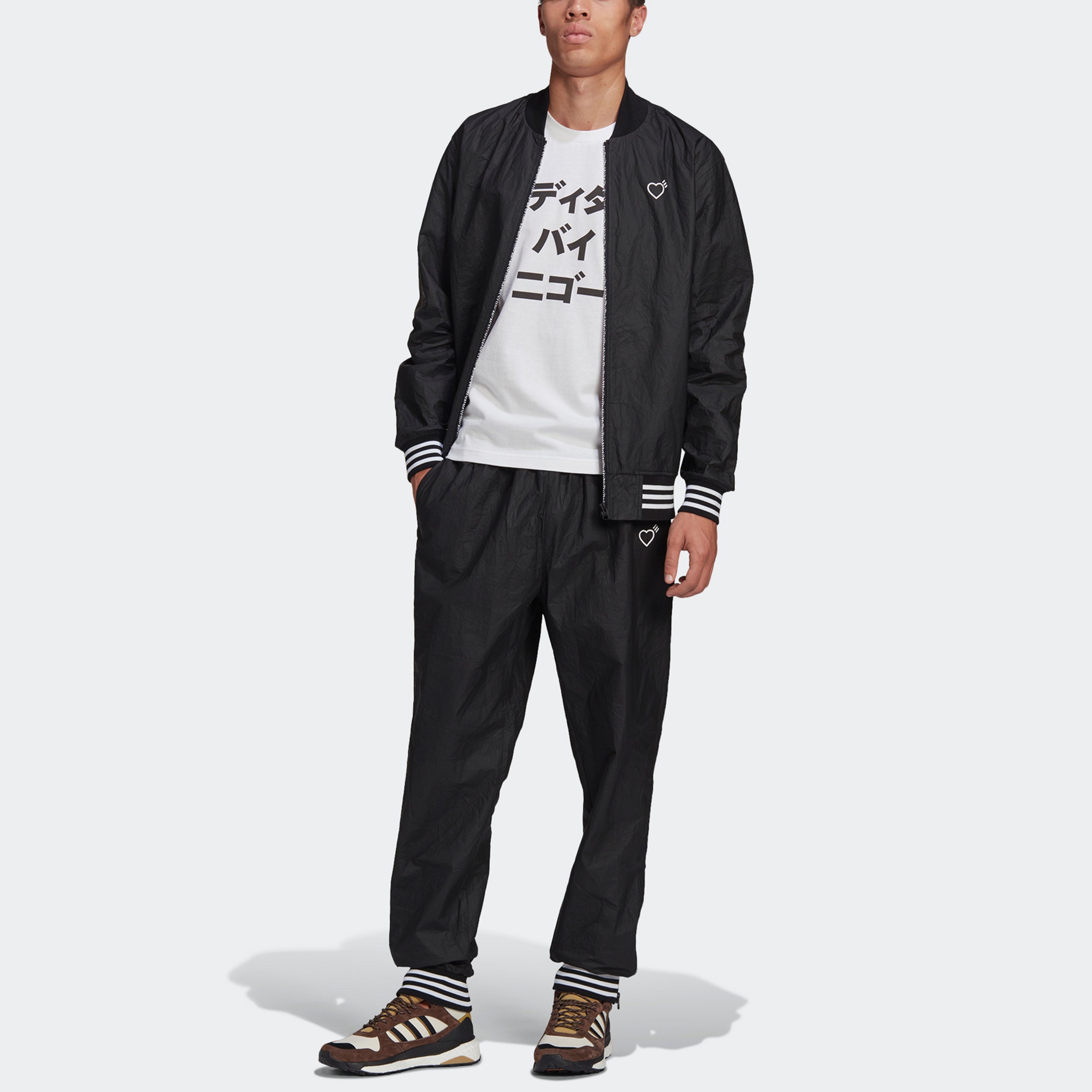 adidas originals x HUMAN MADE Crossover Embroidered Logo Sports Pants Black GM4629 - 6