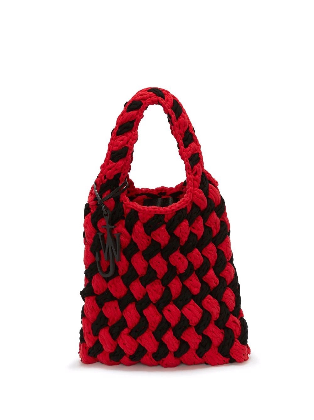 crochet checked tote bag - 1