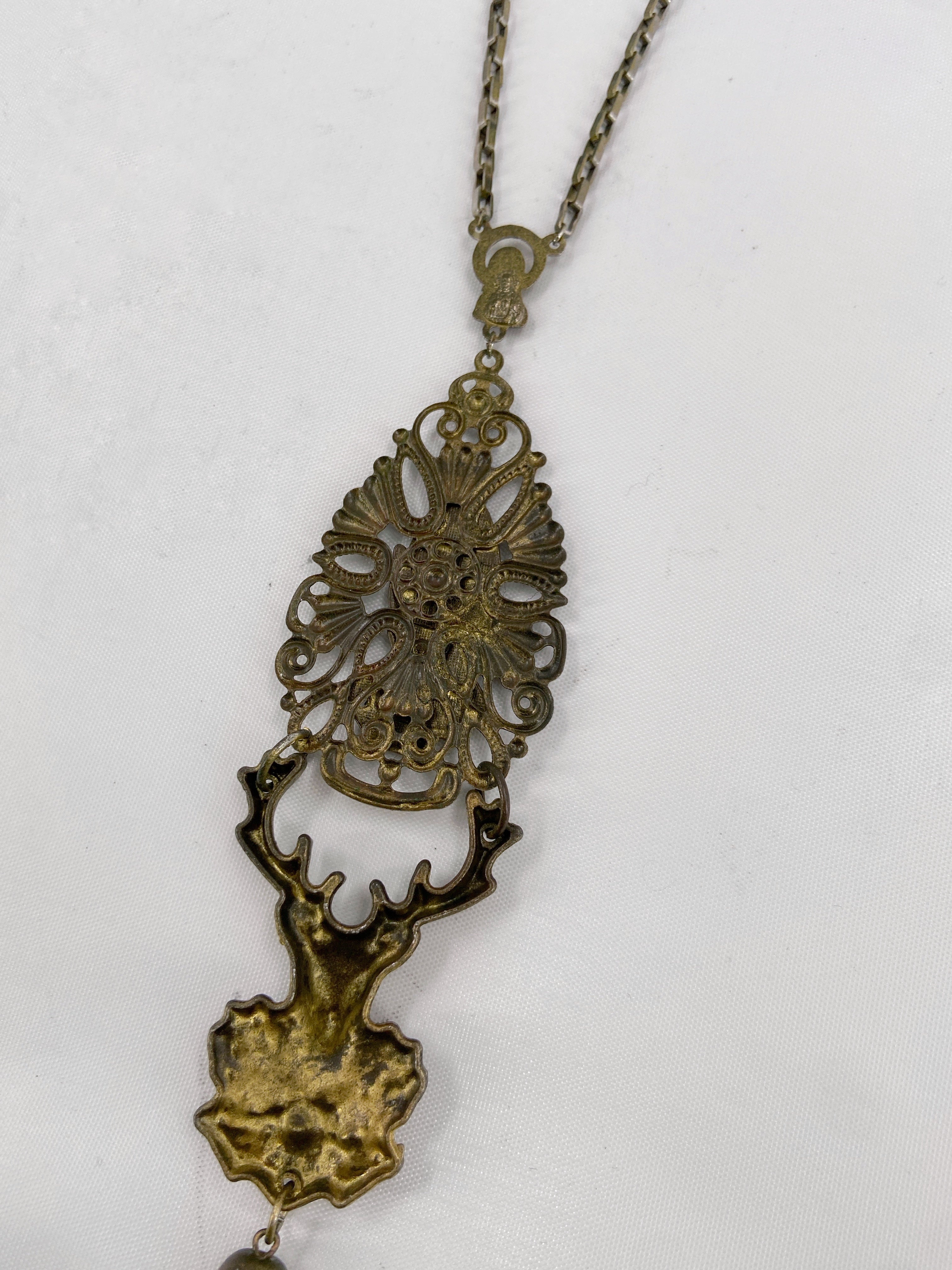 Jean Paul Gaultier 90S Sample Praying Deer Cross Long Necklace - 14