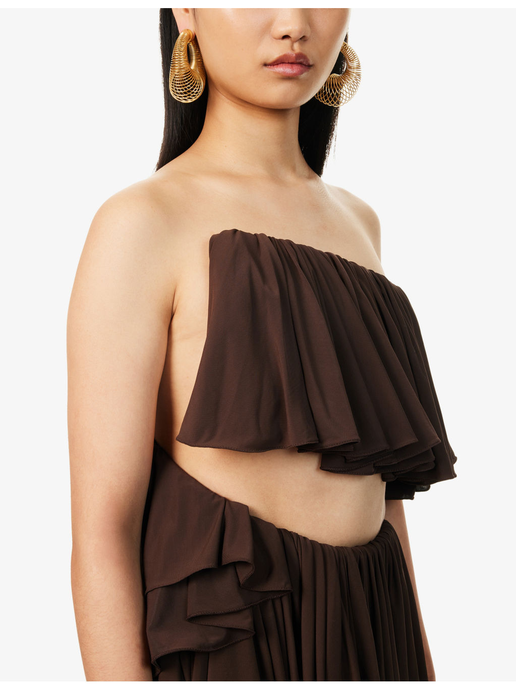 Spiral Ruffled Stretch-Woven Midi Dress - 5