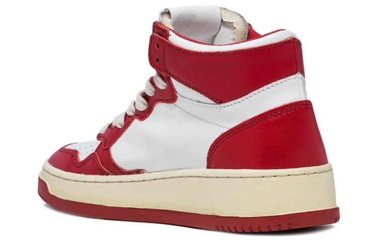 (WMNS) Autry Medalist Mid Leather Sneakers Two-Toned 'White Red' AUMW-WB02 - 4