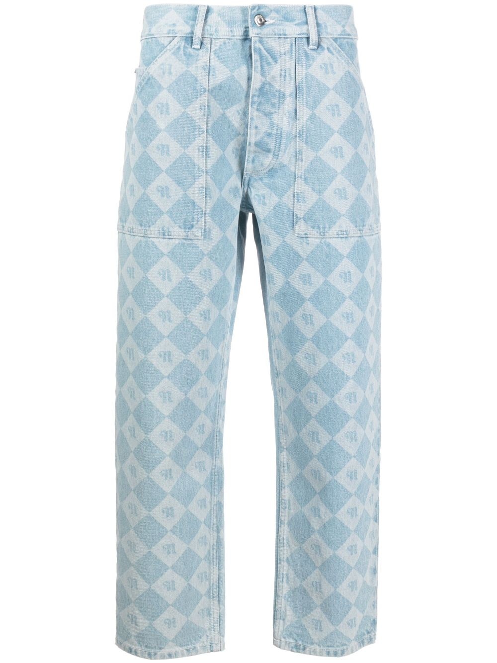 check logo-print cropped jeans - 1