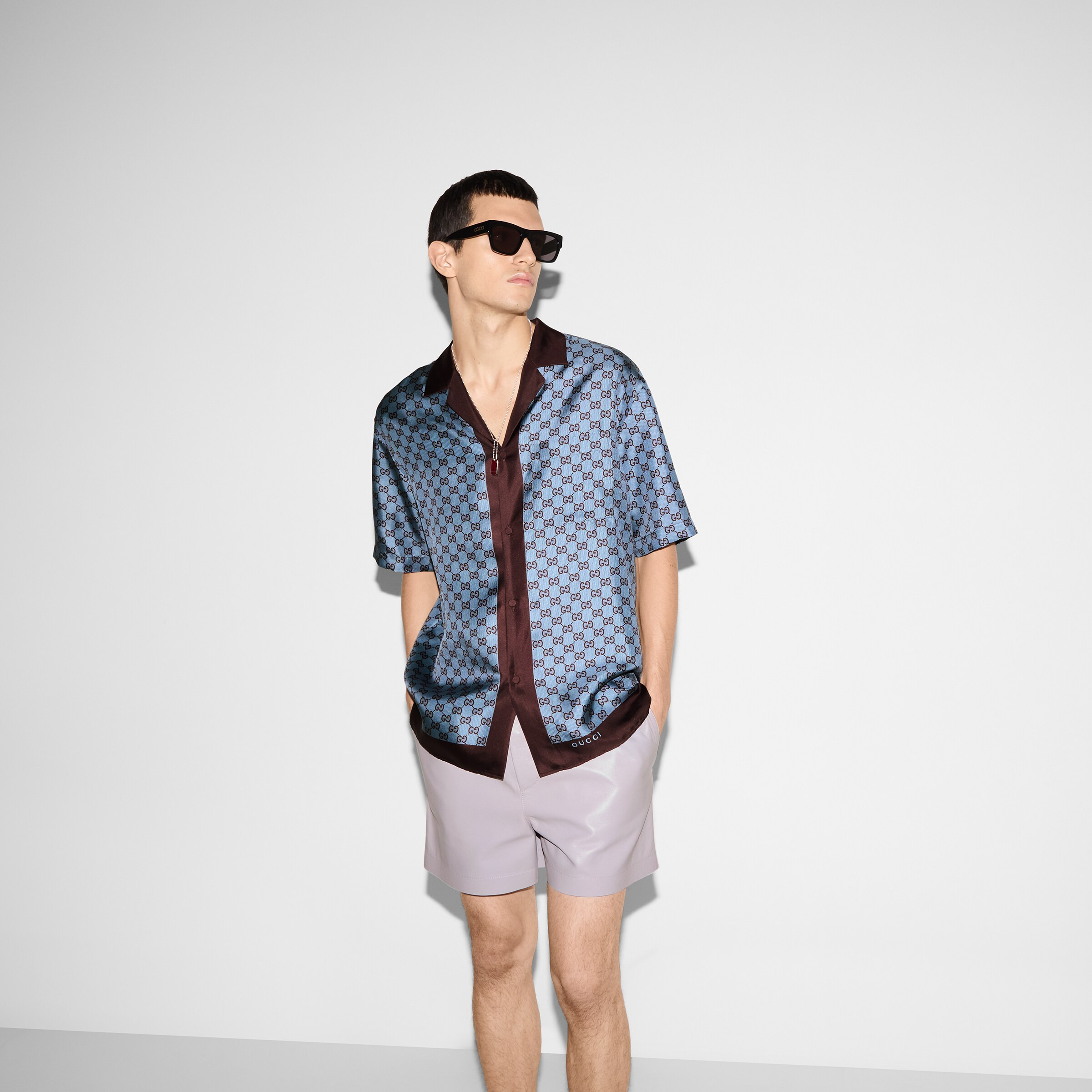 Regular fit printed silk twill shirt - 6