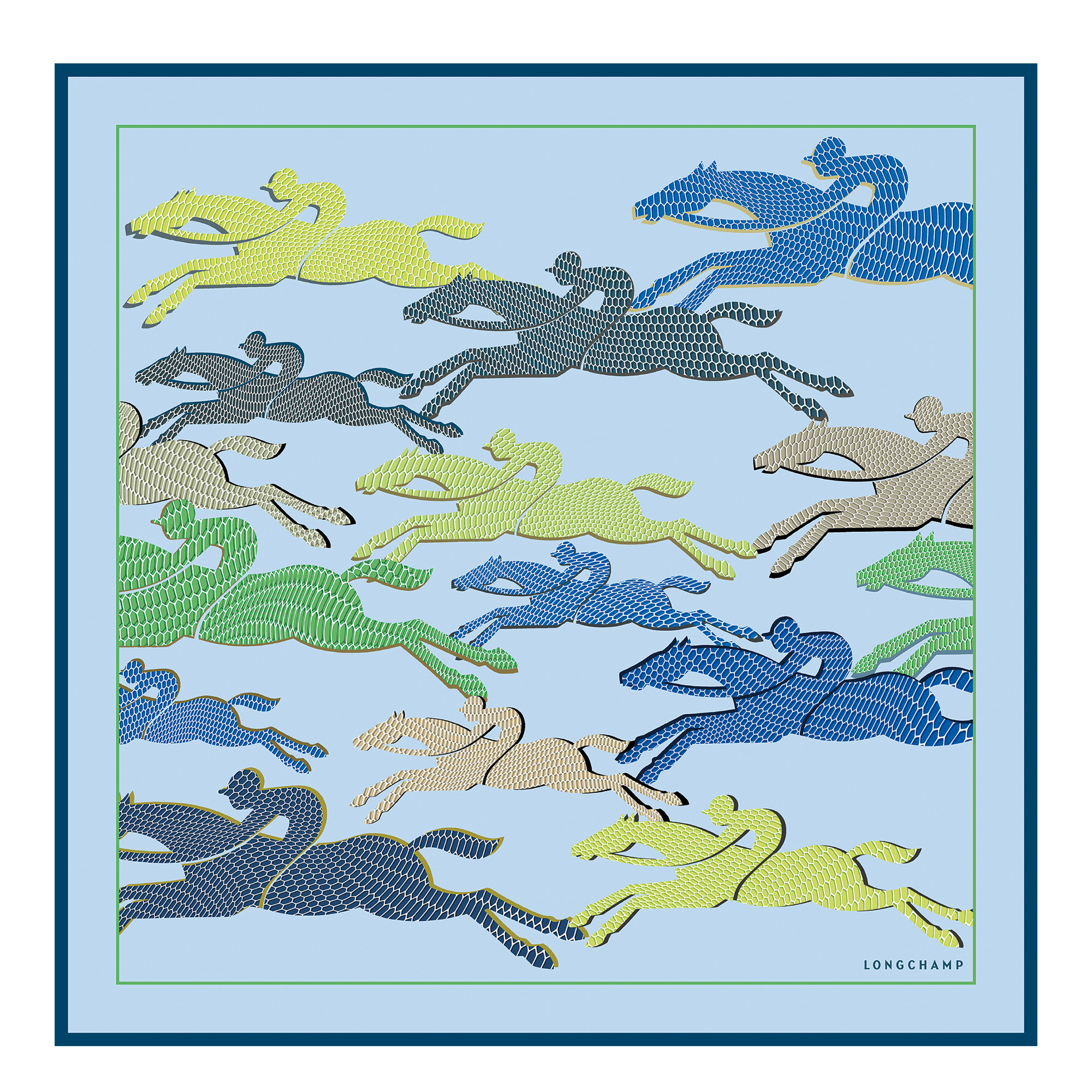 Longchamp Run Silk scarf 70 Sky Blue - Silk - 1