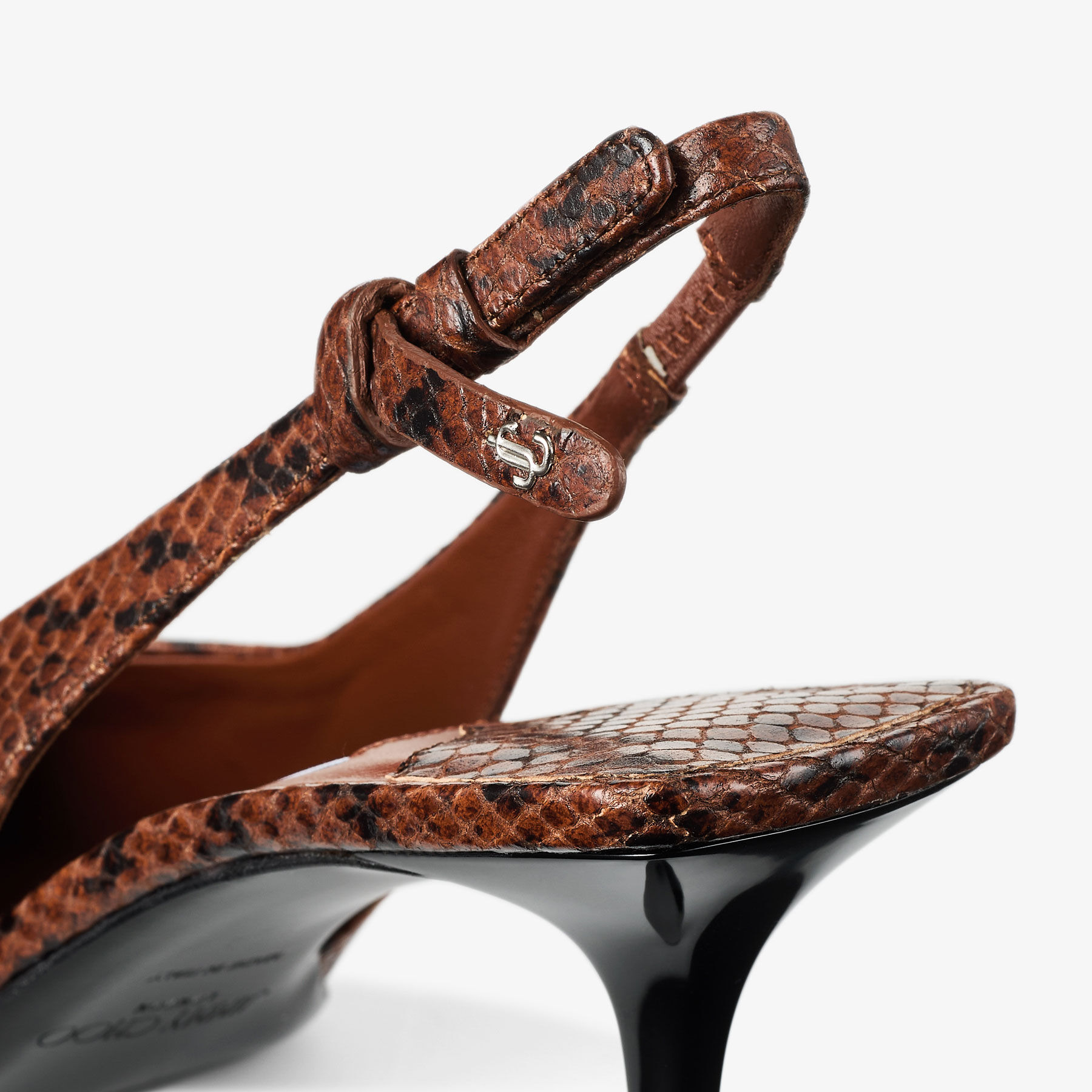 Camie Sling Back 60
Cognac Kigali Snake Printed Leather Slingbacks - 3