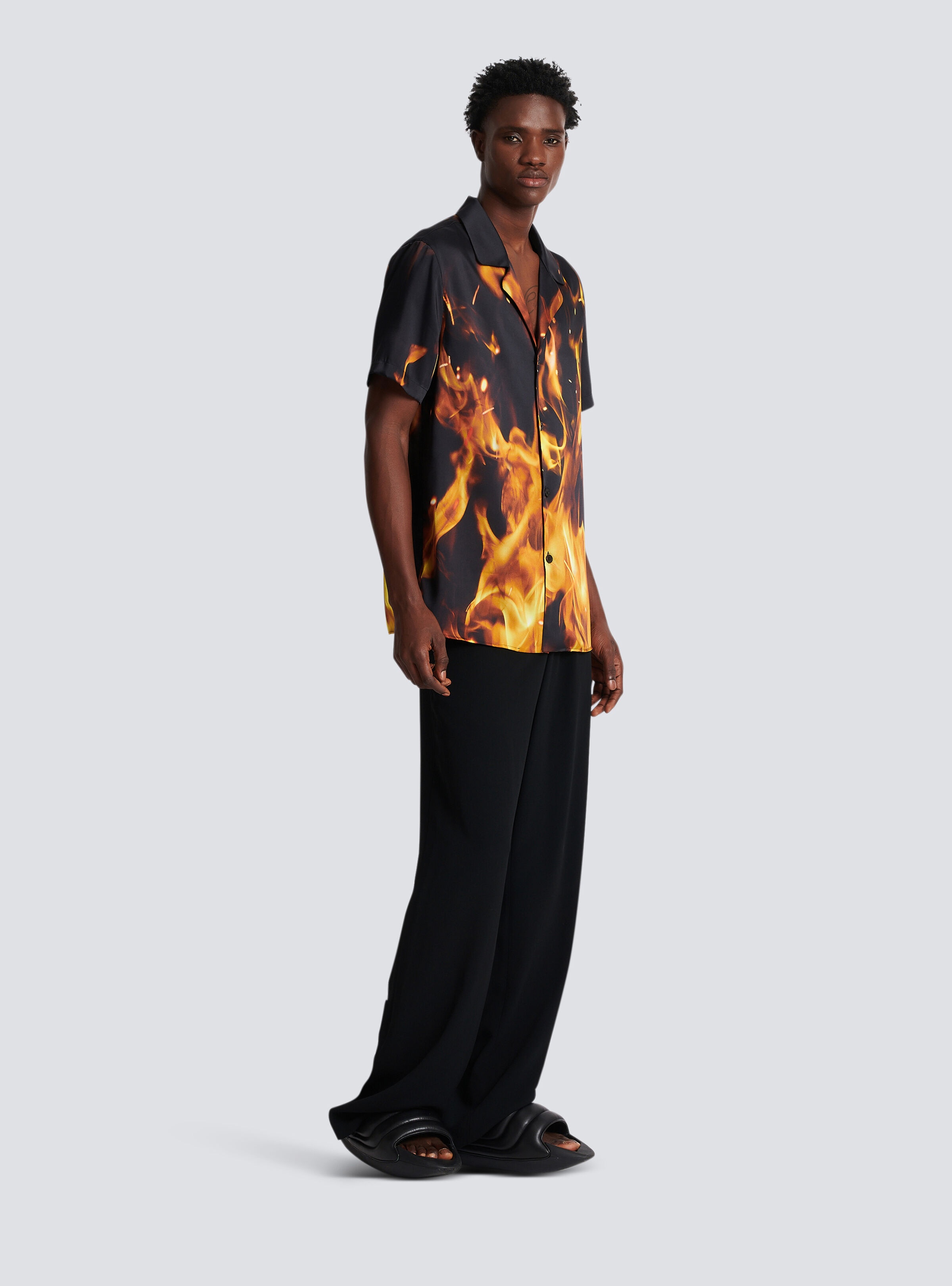 Fire print pyjama-style shirt - 3