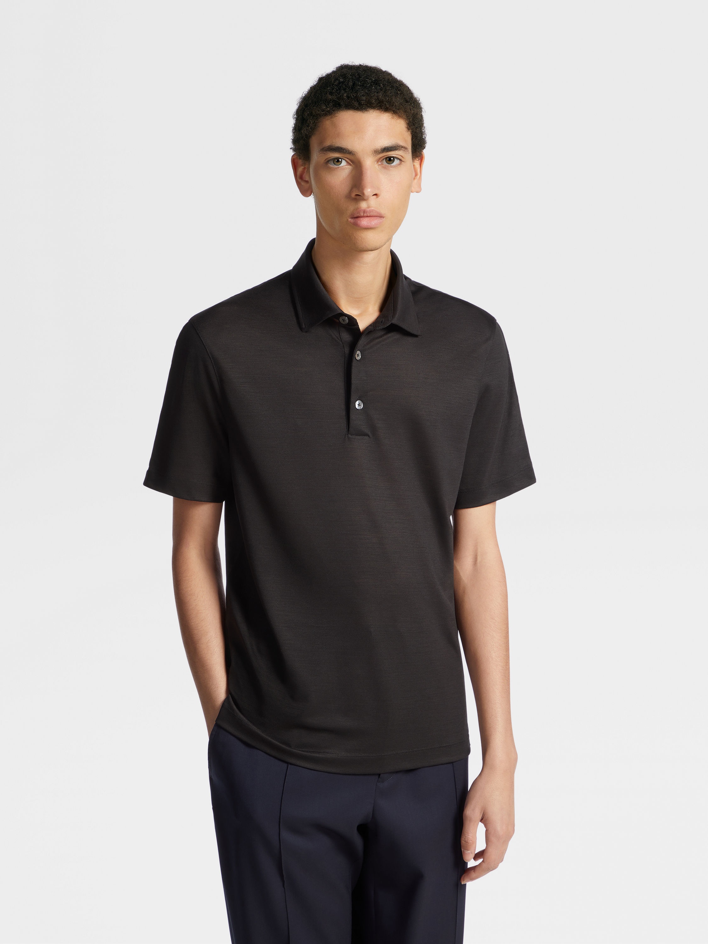 BLACK HIGH PERFORMANCE™ WOOL POLO SHIRT - 5
