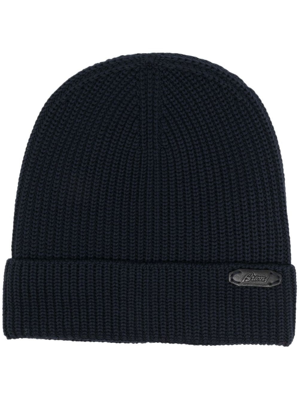 logo-patch ribbed knit hat - 1