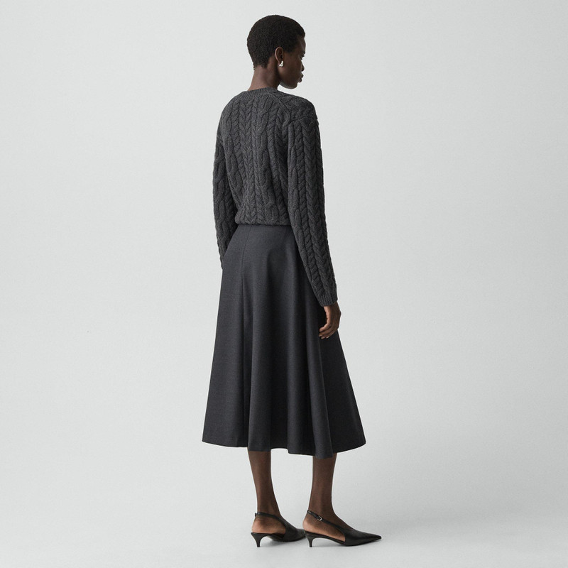Theory Flared Midi Skirt in Wool-Blend Flannel outlook