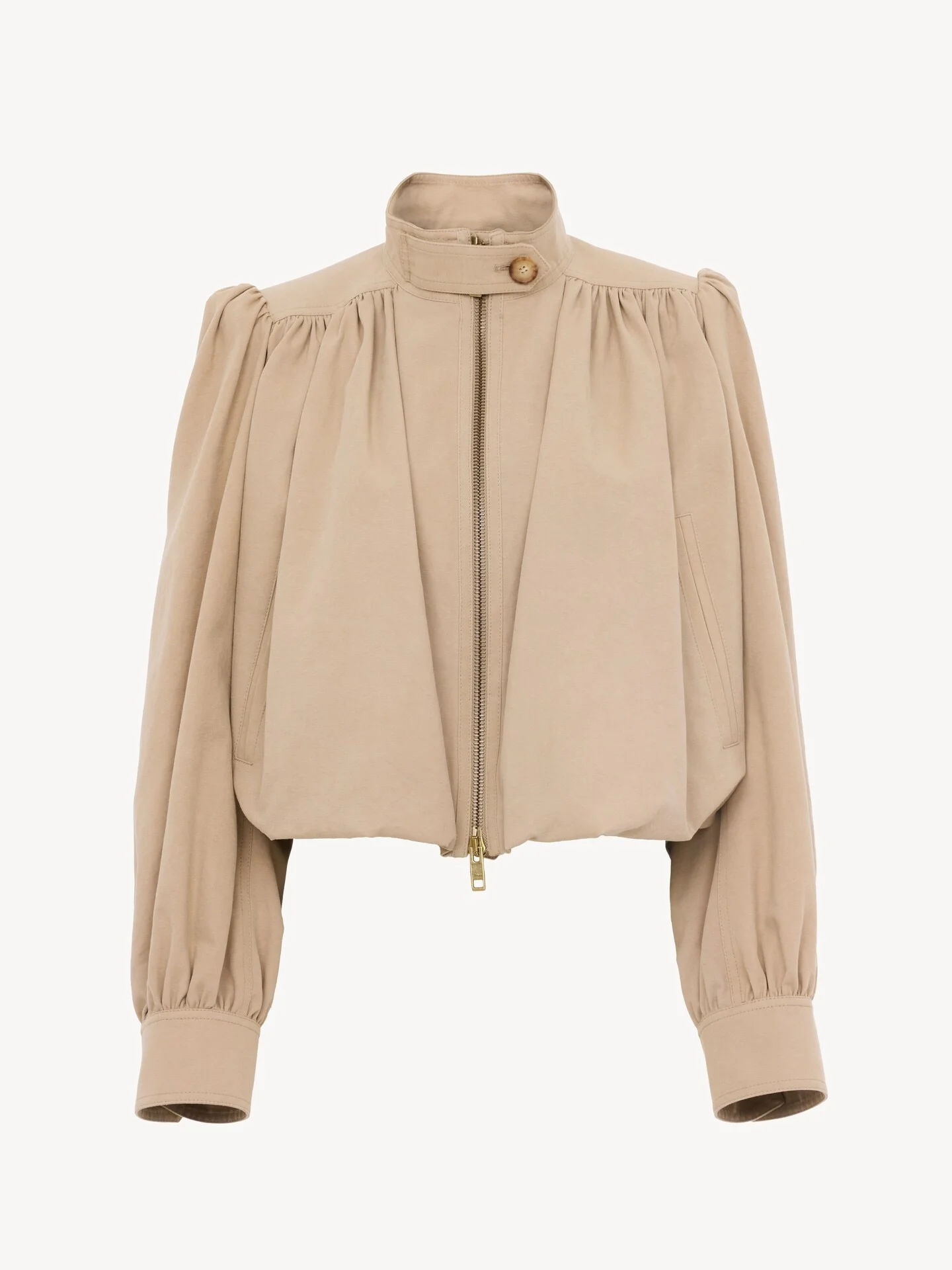 GATHERED BOULE JACKET IN COTTON CANVAS - 1