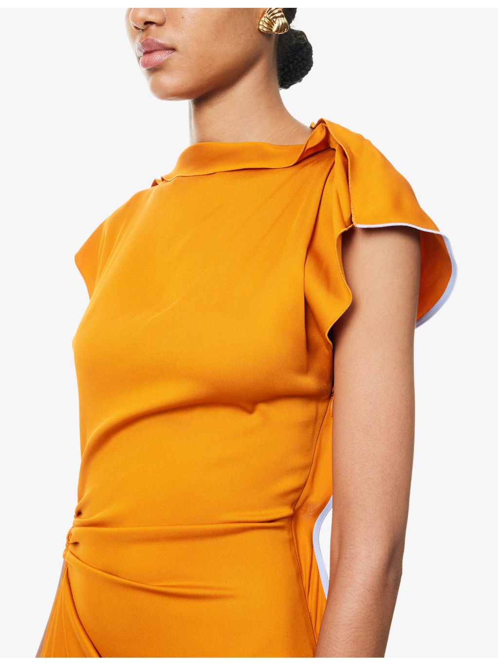 Draped Asymmetric Stretch-Woven Midi Dress - 5