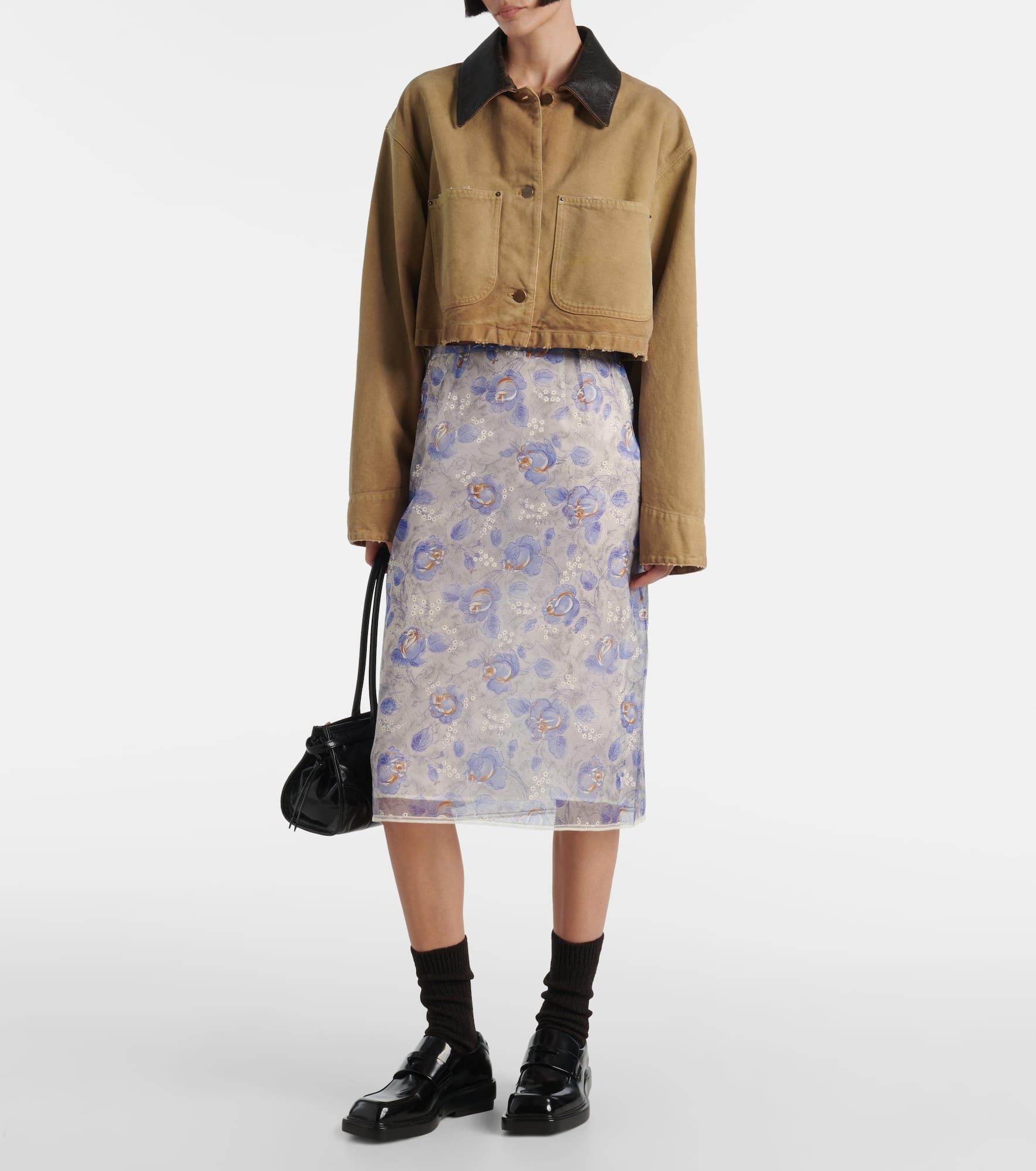 Floral sheer chiffon pencil skirt - 2