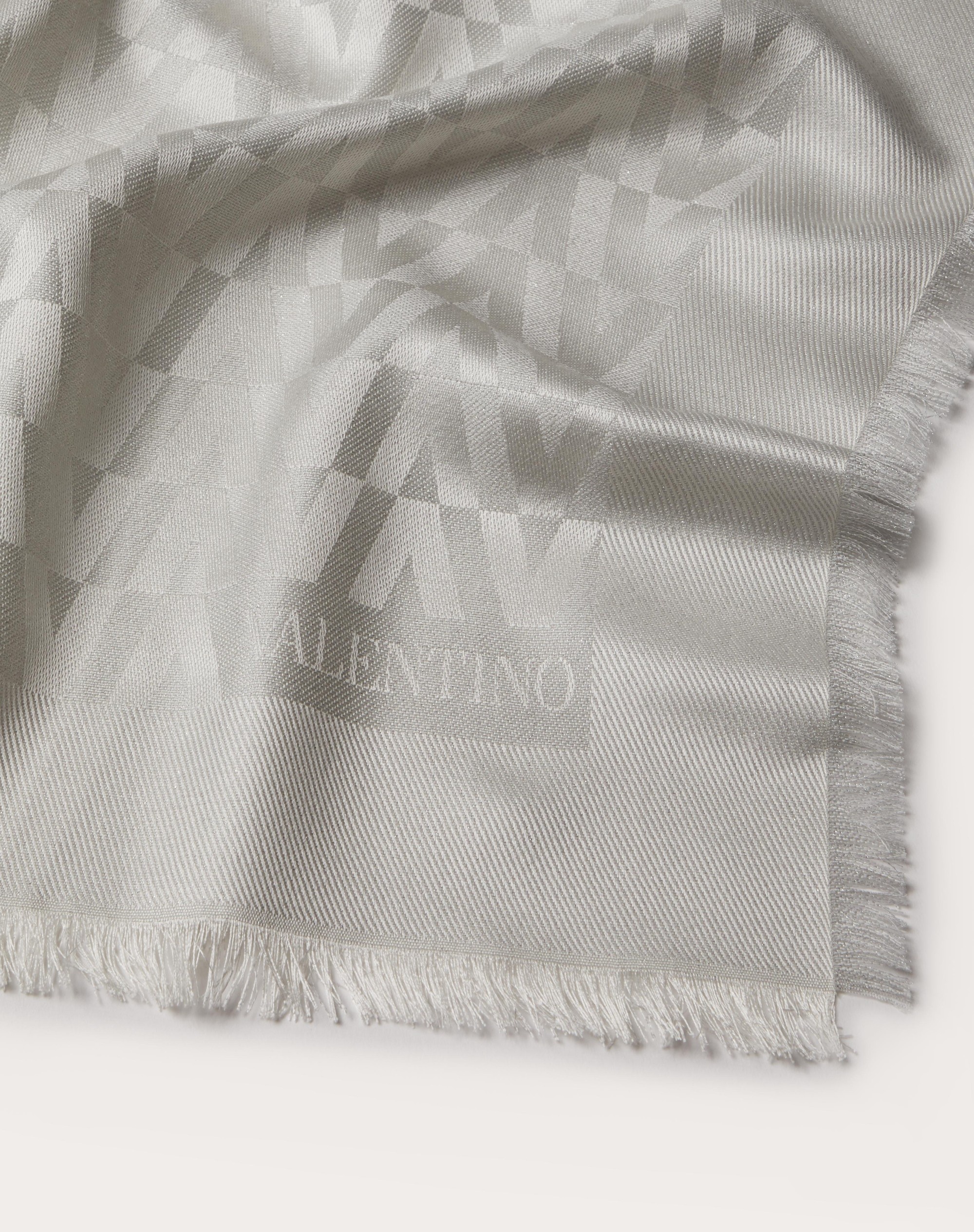SHINY OPTICAL VALENTINO JACQUARD SHAWL IN SILK AND WOOL 140X140 CM - 6