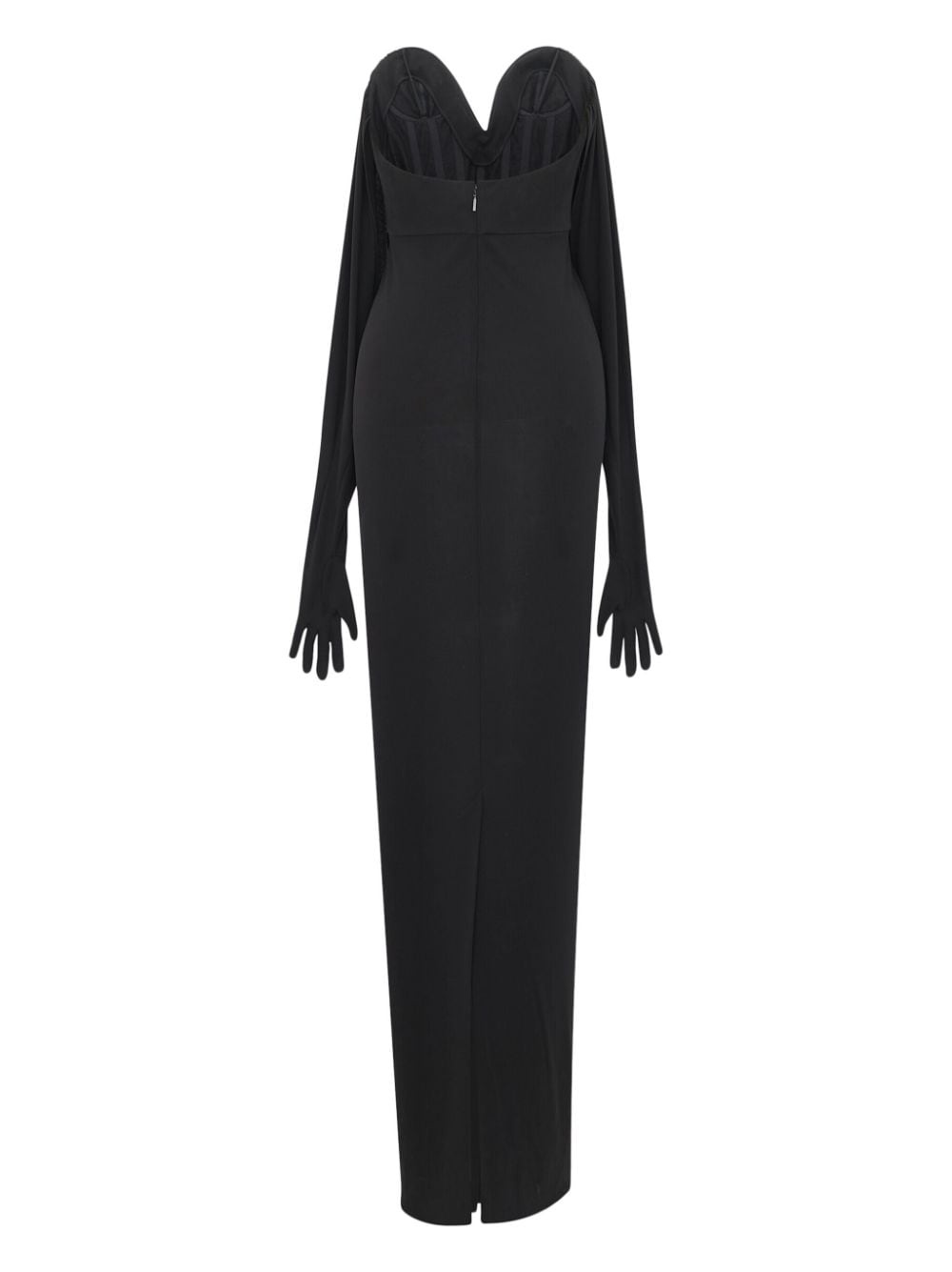 strapless glove-sleeve maxi dress - 2