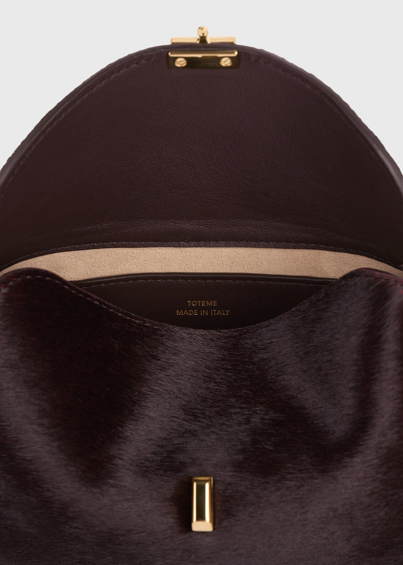 Mini T-lock pony hair clutch wine 6