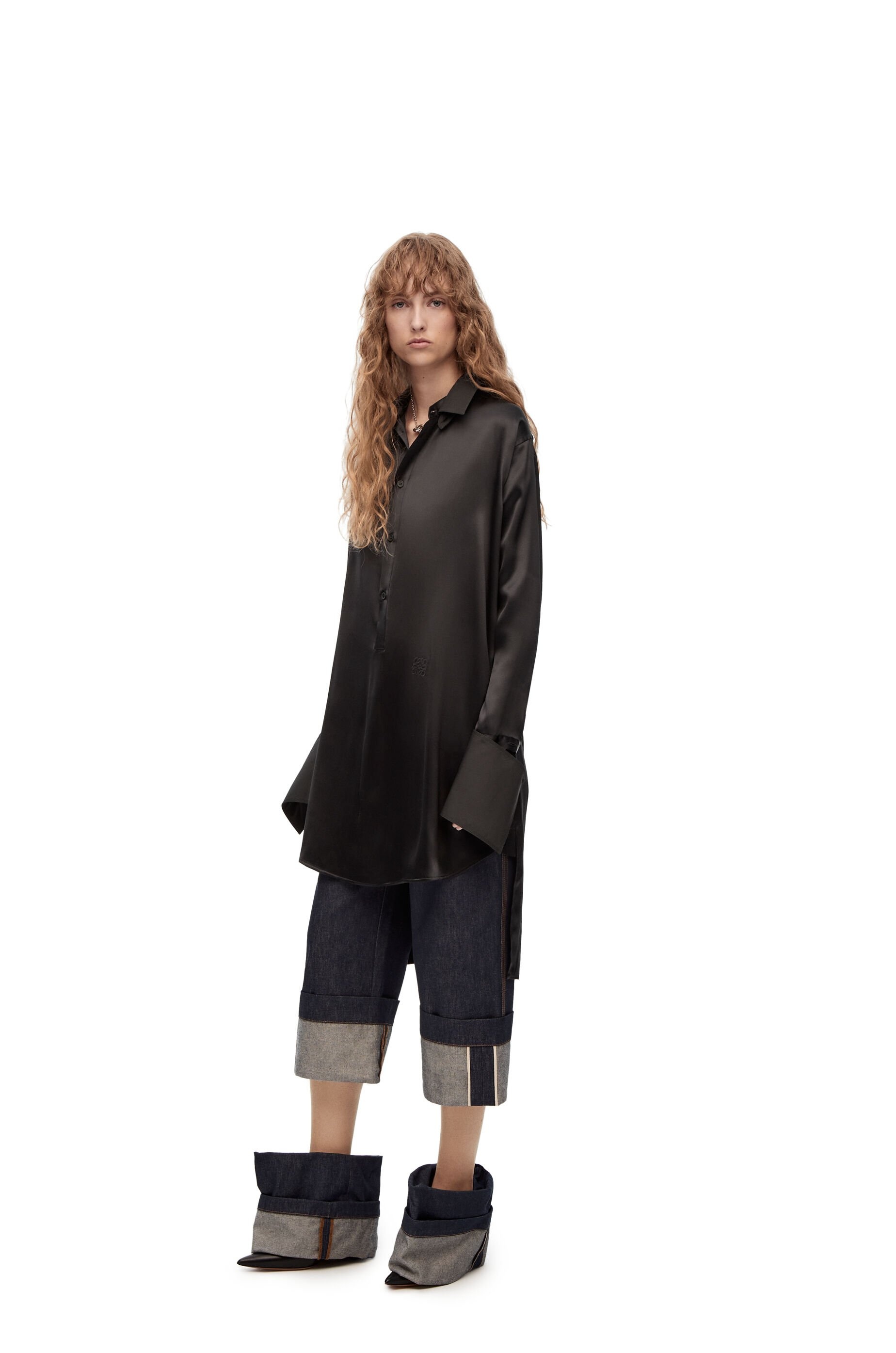 Deconstructed shirt dress in silk - 2
