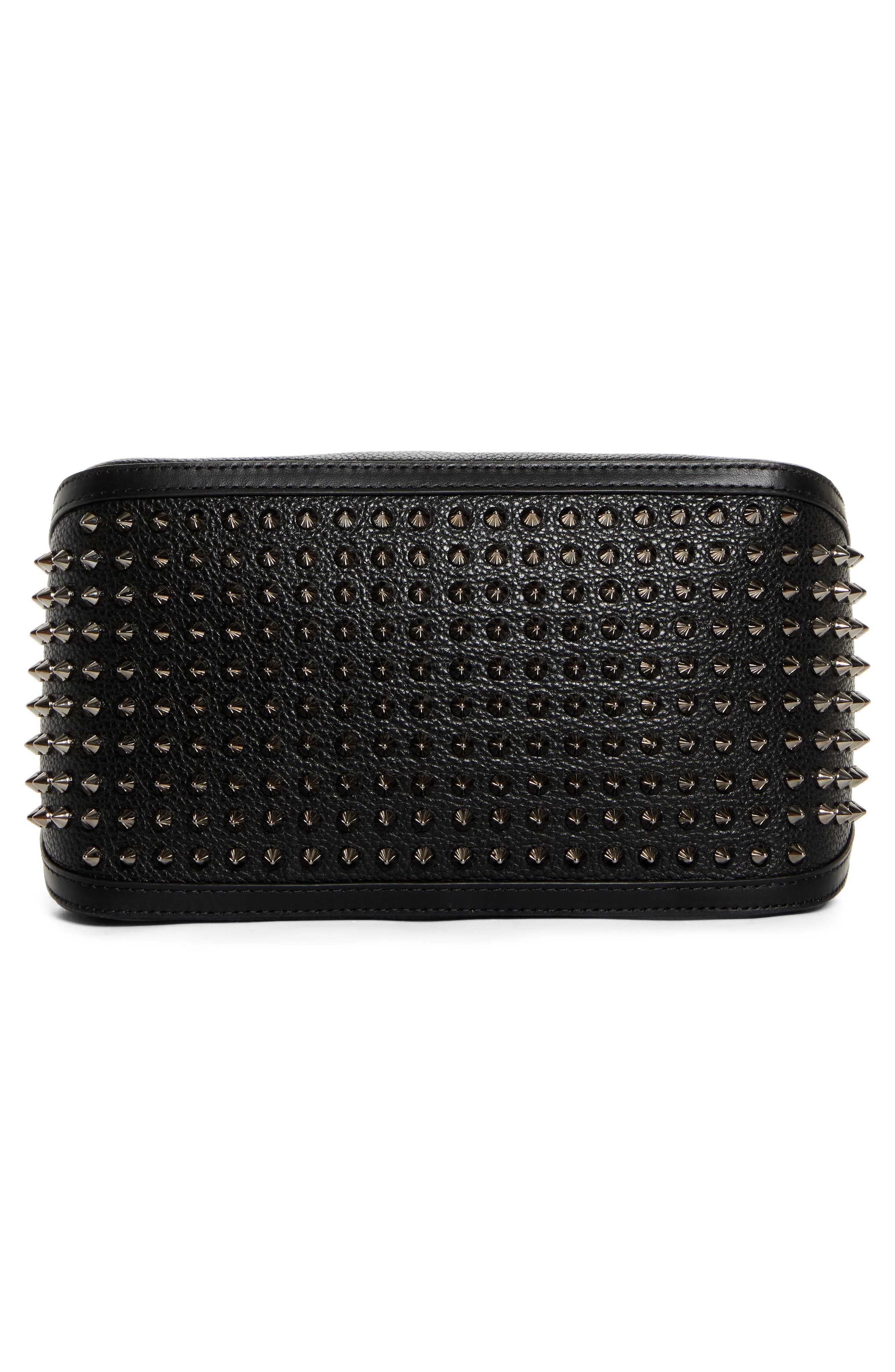 Christian Louboutin Funky Empire Spike Dopp Leather Top Handle Pouch in Black/Gun Metal at Nordstrom - 6