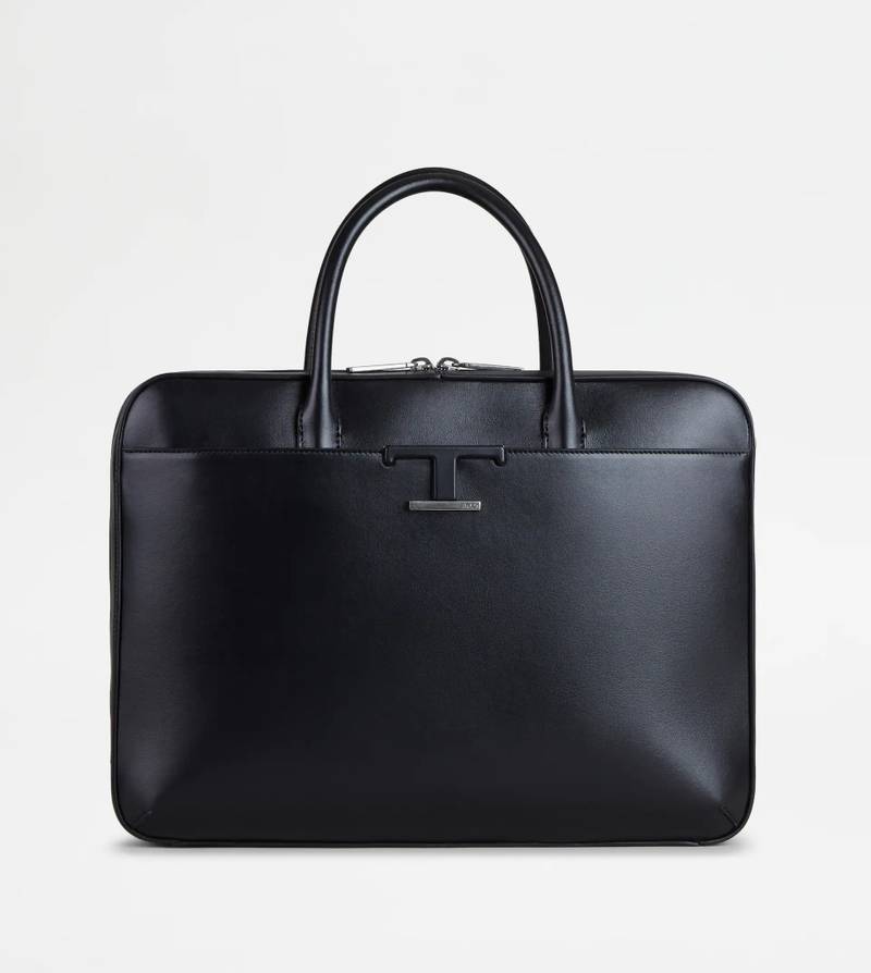 TIMELESS SLIM BRIEFCASE IN LEATHER MEDIUM - BLACK 1