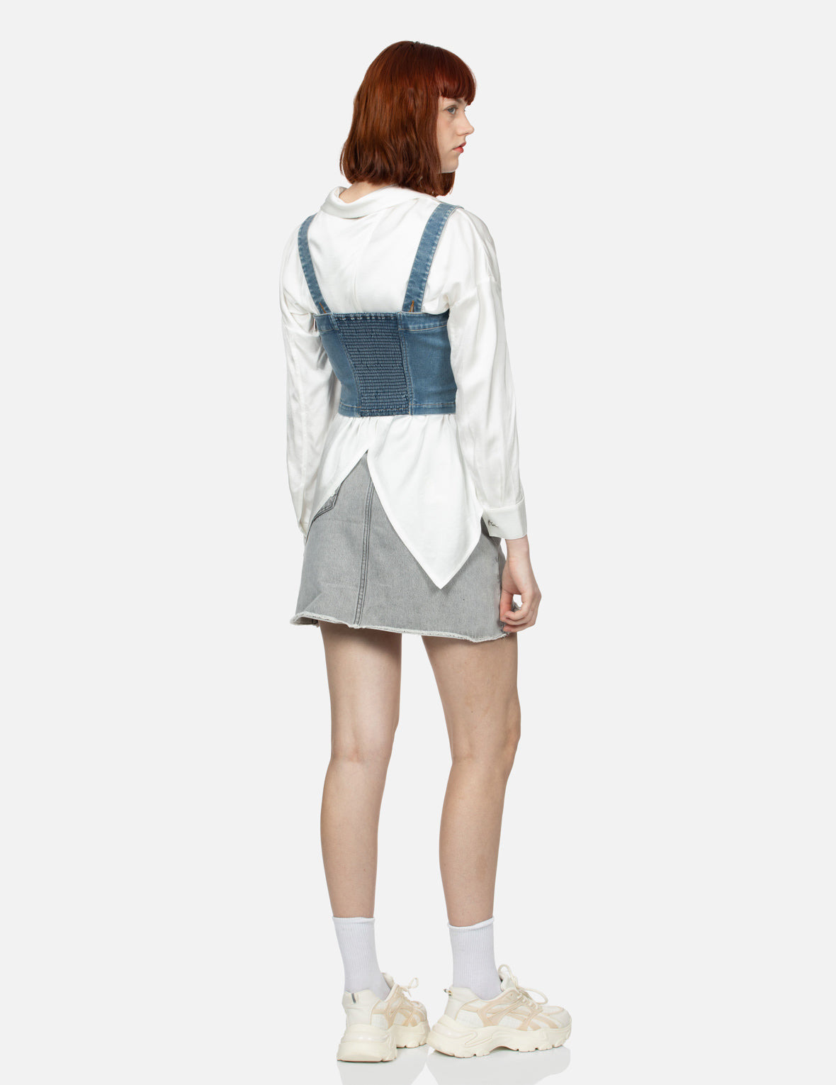 LOGO EMBROIDERY WASHED FASHION FIT DENIM VEST - 4