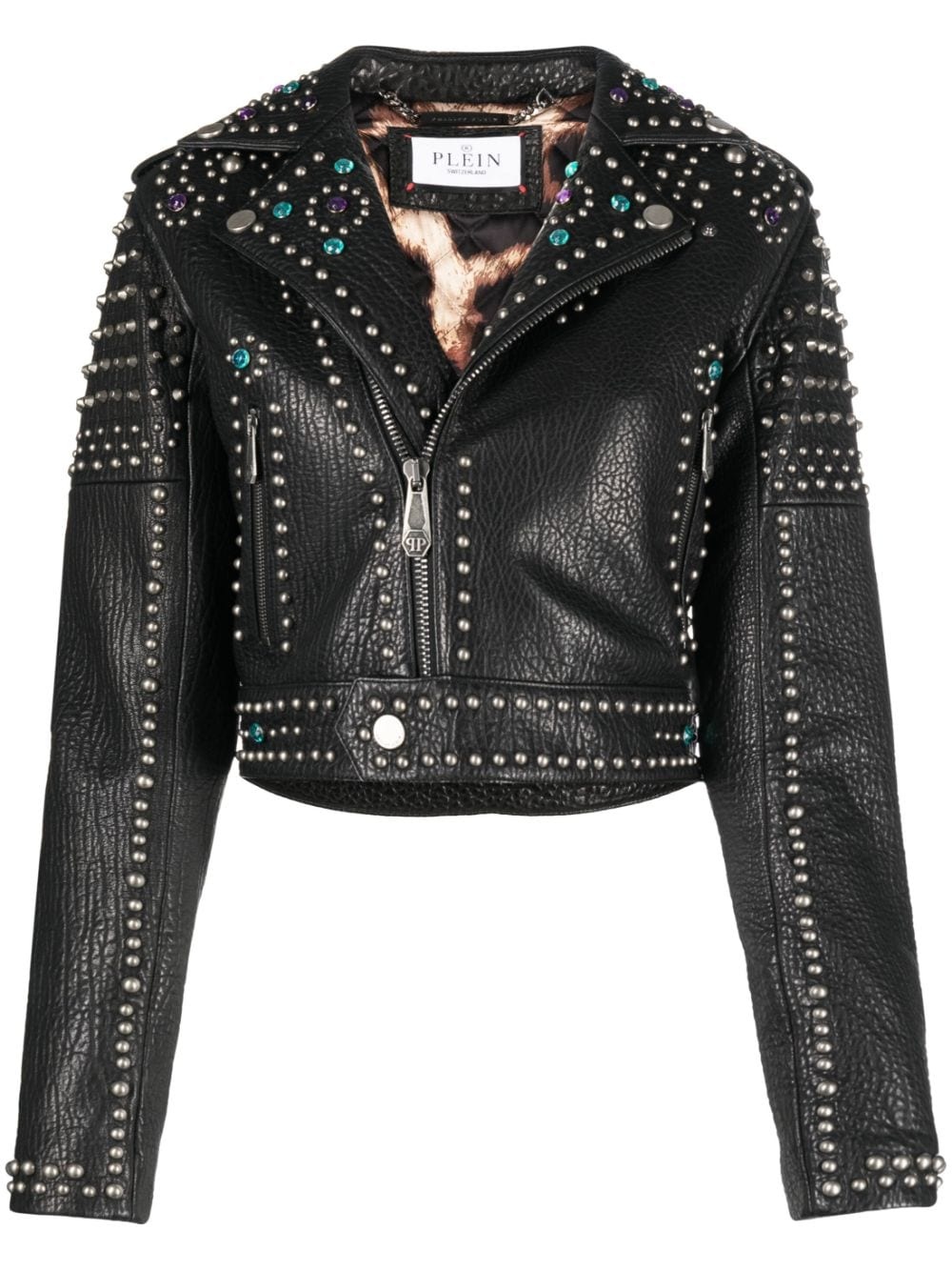 studded leather biker jacket - 1