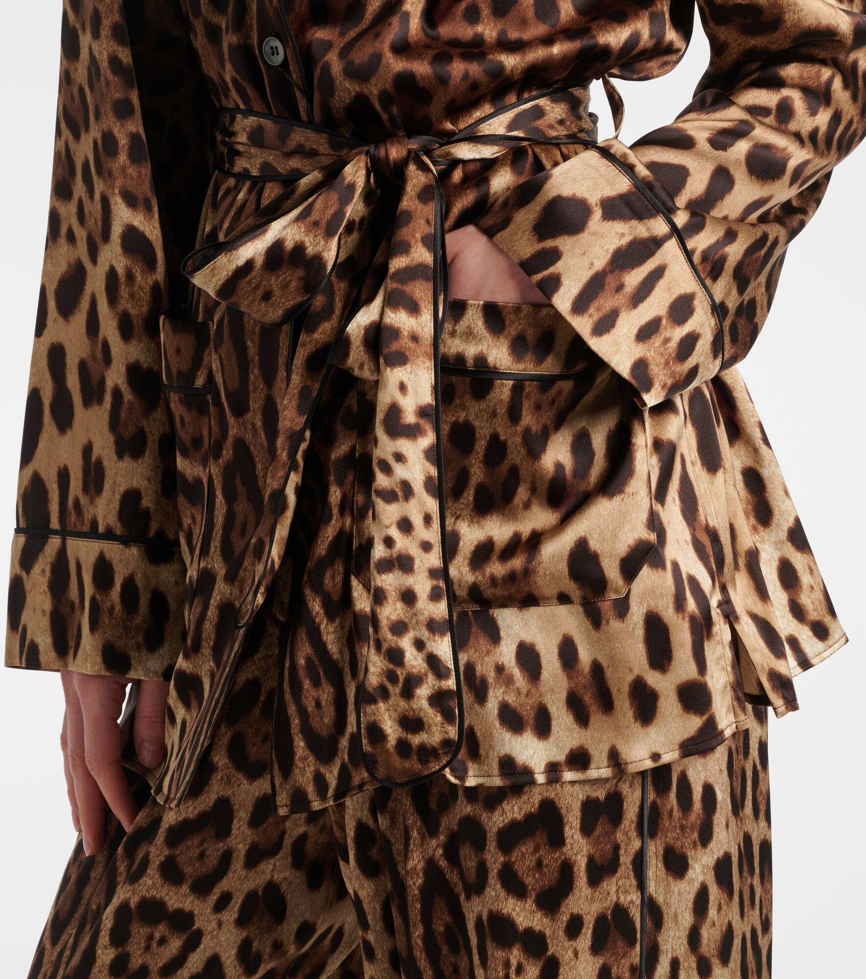 Leopard-print stretch-silk satin top - 5